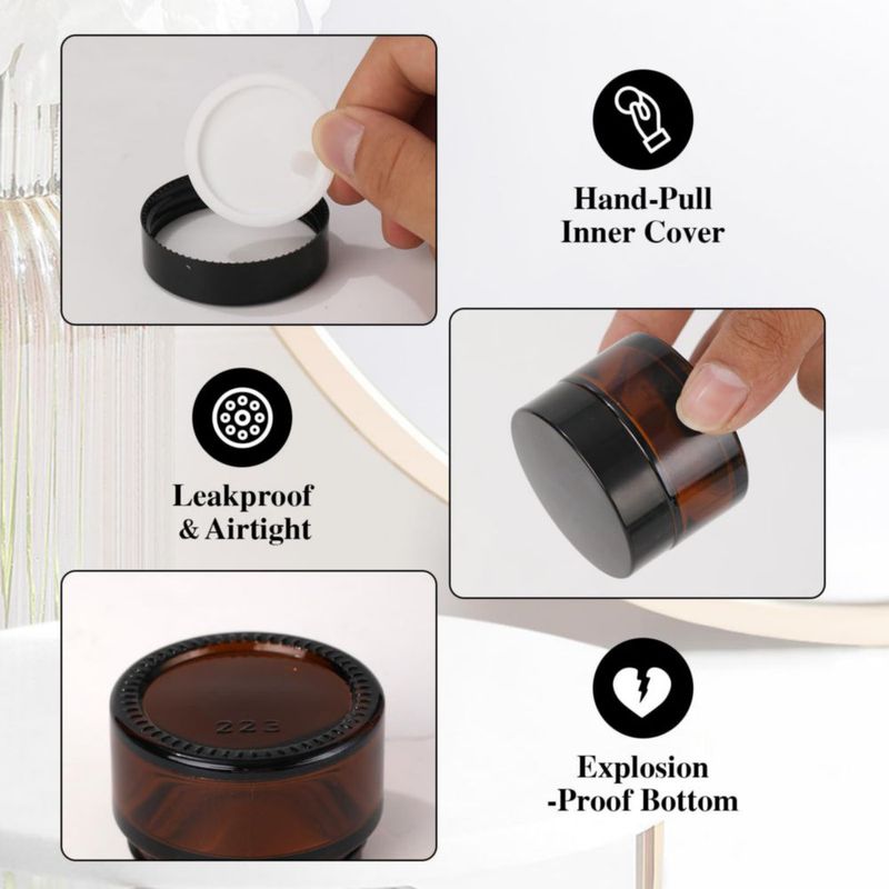 Frascos de vidrio ZIYIZE 4 unidades 30 ml ámbar con tapas