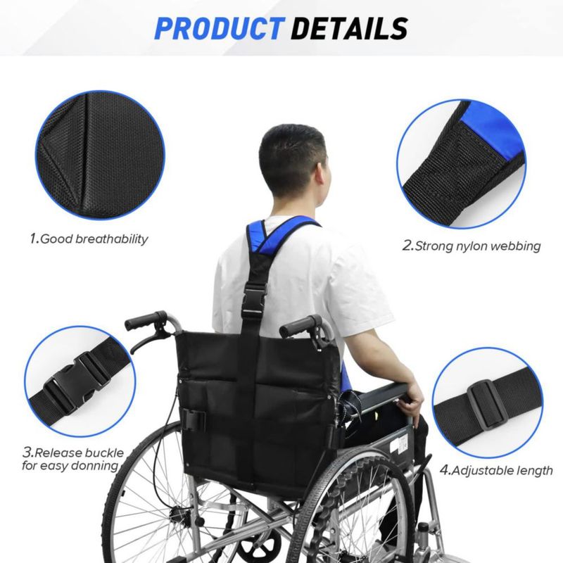 Cinturón de Seguridad para Silla de Ruedas YHK Chaleco Acolchado Ajustable