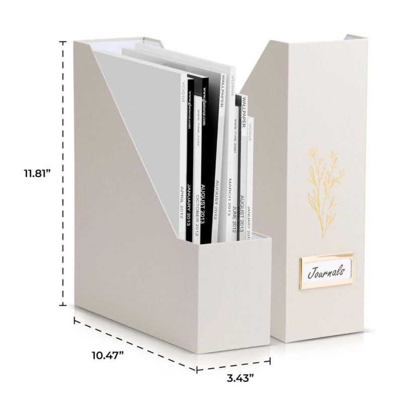 Juego de 3 porta revistas ZICOTO en beige y dorado