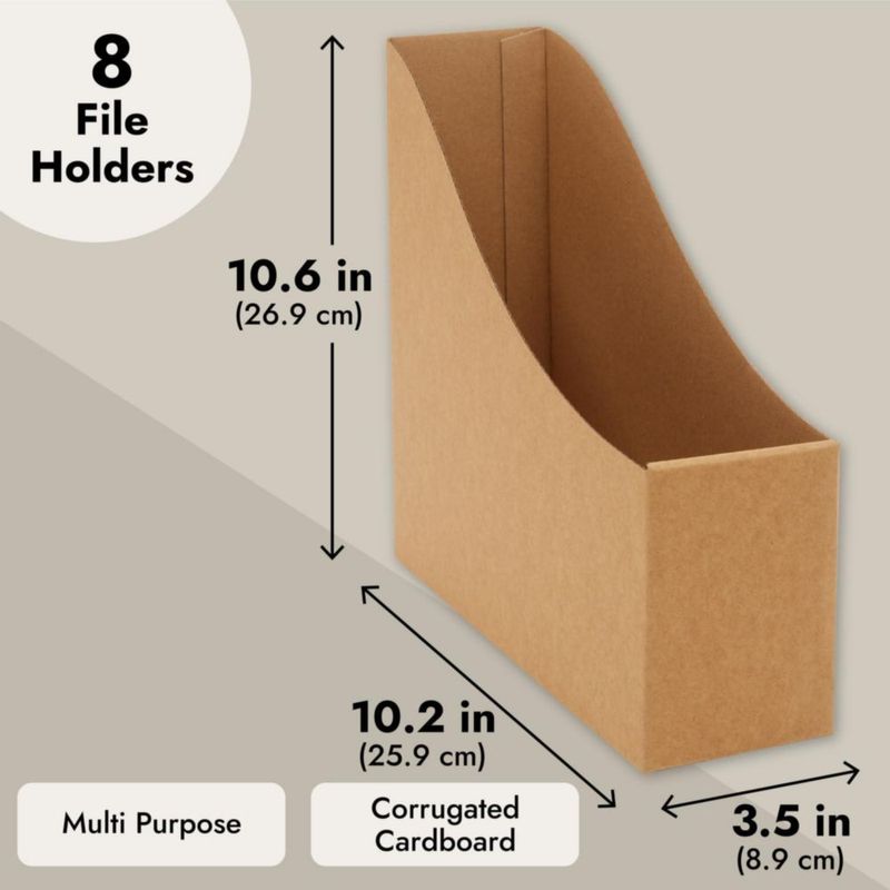 Porta Revistas de Cartón Corrugado Juvale 26 × 27 × 8 cm – Pack de 8 – Marrón