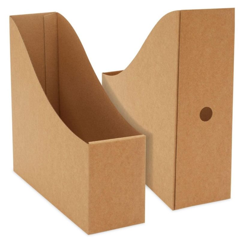 Porta Revistas de Cartón Corrugado Juvale 26 × 27 × 8 cm – Pack de 8 – Marrón