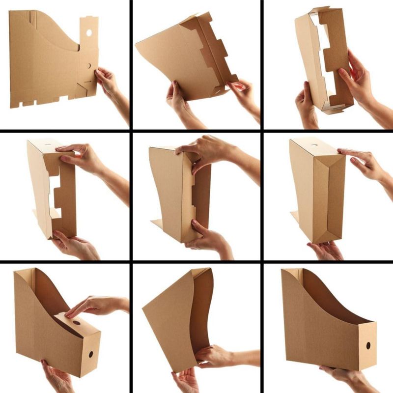 Porta Revistas de Cartón Corrugado Juvale 26 × 27 × 8 cm – Pack de 8 – Marrón
