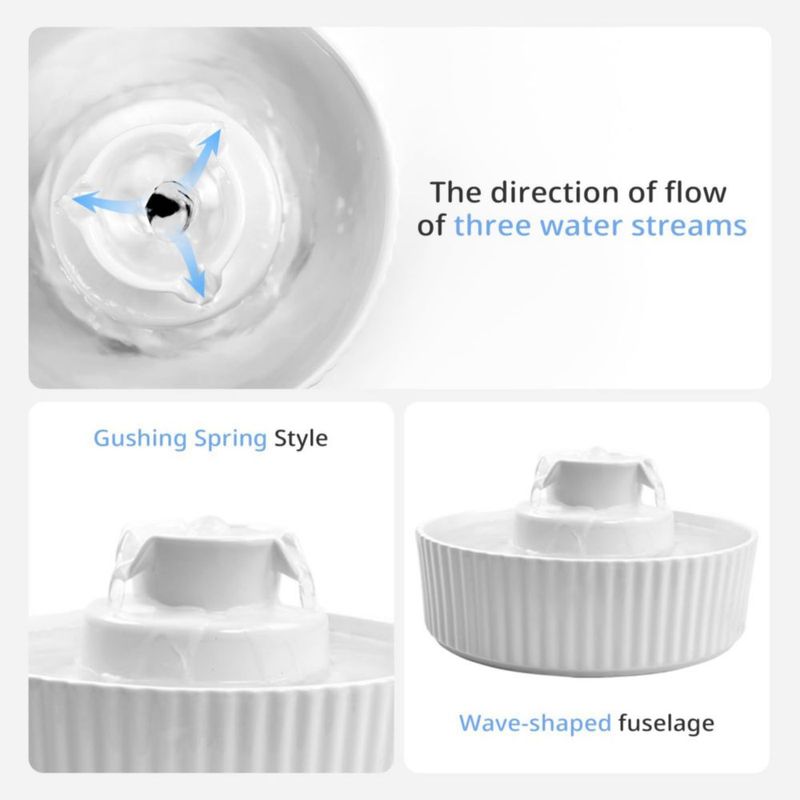 Fuente de agua para mascotas Waatoos de cerámica 21 L con doble filtro