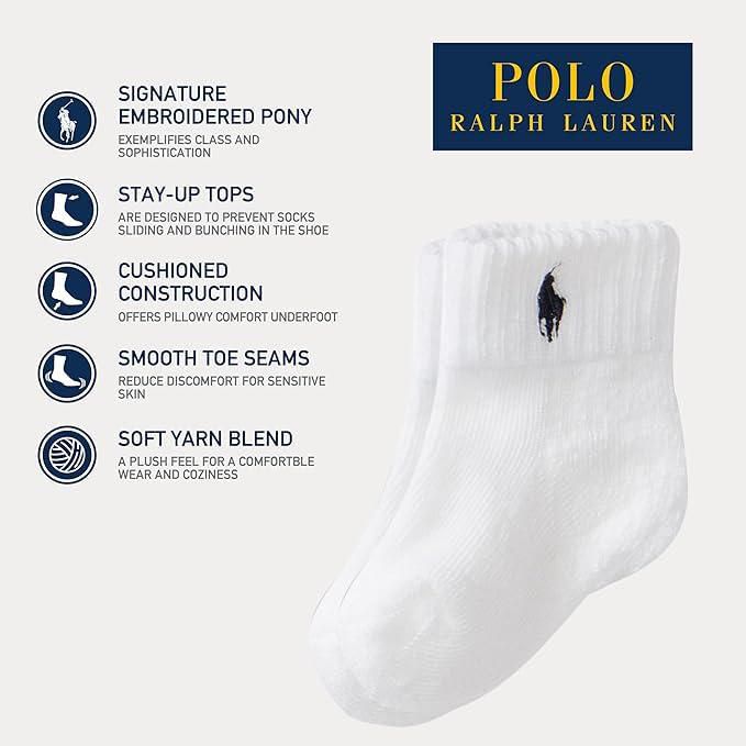 Calcetines Polo Ralph Lauren para bebé 0‑6 meses – Pack de 6 blanco y azul marino