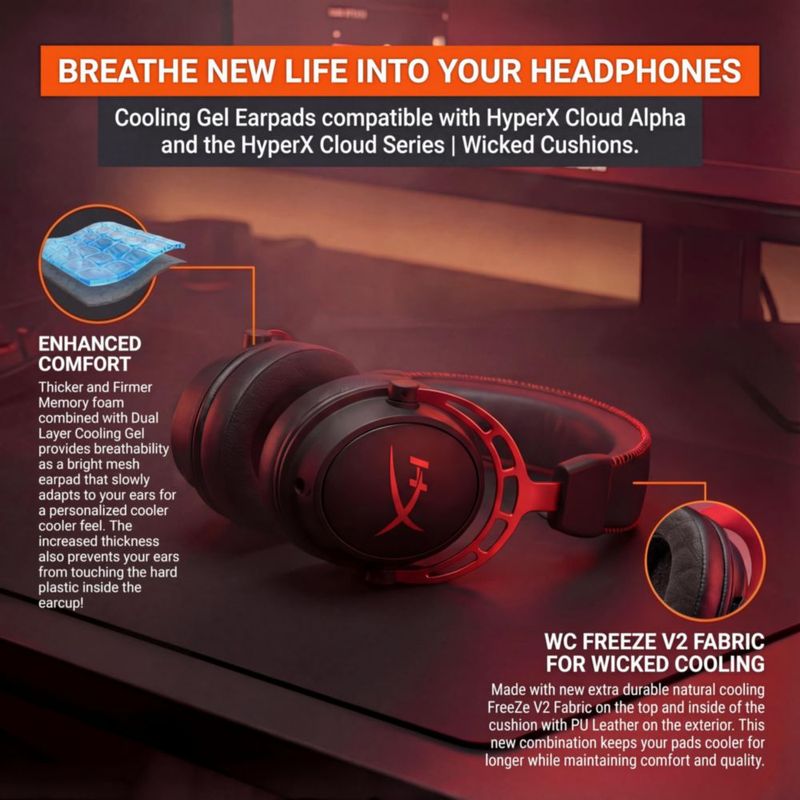 Almohadillas de Gel Refrigerante WC para Auriculares HyperX Cloud