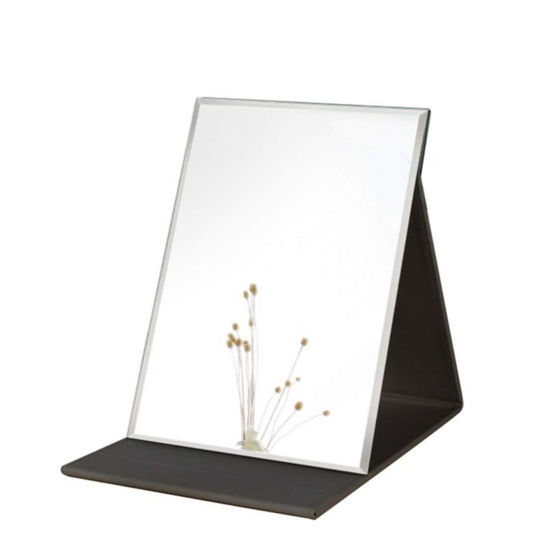 Espejo plegable de cuero PU Zcooooool 17 x 13 cm con vidrio HD
