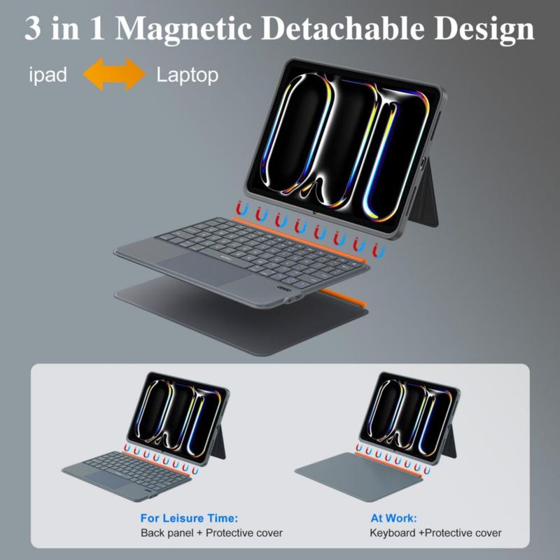 Funda con teclado WIWU para iPad Pro 11" M4/M5 (2024/2025) Bluetooth
