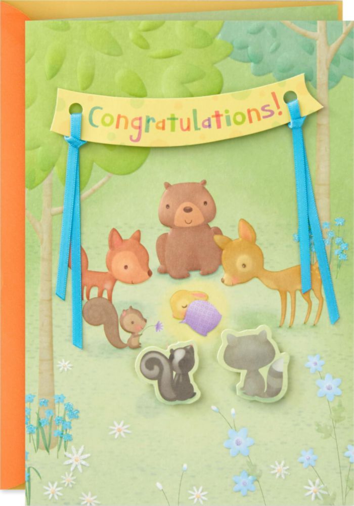 Tarjeta de Baby Shower Hallmark 13 cm Animales del Bosque