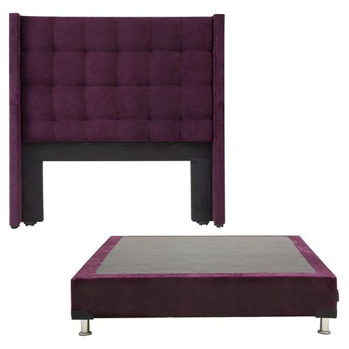 Cabecera Queen Size Dicasa Titan Morado + Box Dicasa Velvet CZD