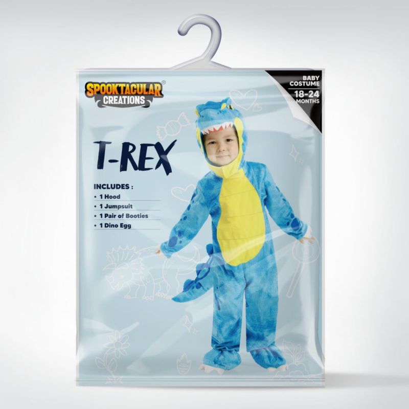 Spooktacular Creations Disfraz de Dinosaurio T.rex para Halloween – Conjunto Completo con Capucha Mono Cola Botines y Huevo de Tela para Niños