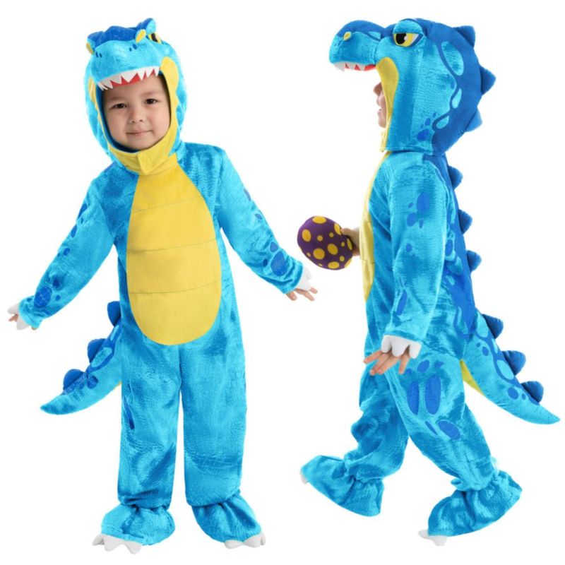 Spooktacular Creations Disfraz de Dinosaurio T.rex para Halloween – Conjunto Completo con Capucha Mono Cola Botines y Huevo de Tela para Niños
