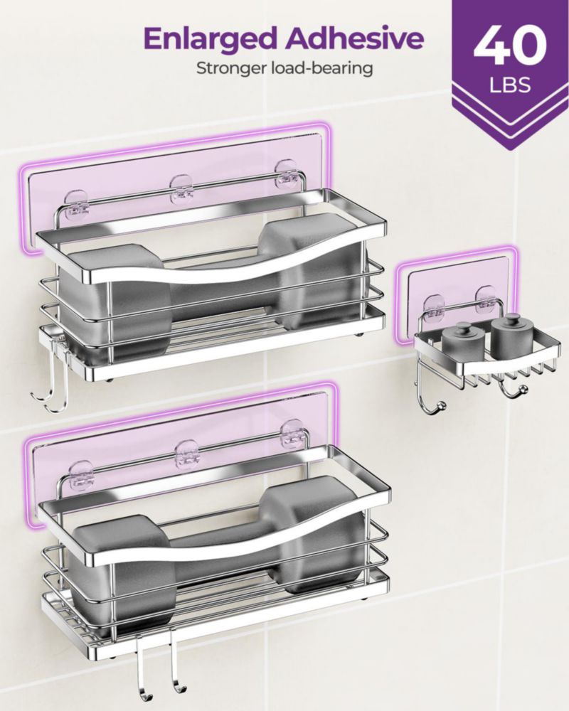 Organizador de Ducha ODesign 3 Unidades Acero Inoxidable Antióxido Plateado