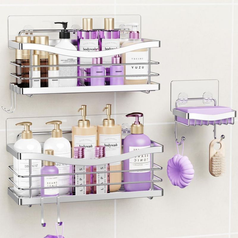 Organizador de Ducha ODesign 3 Unidades Acero Inoxidable Antióxido Plateado