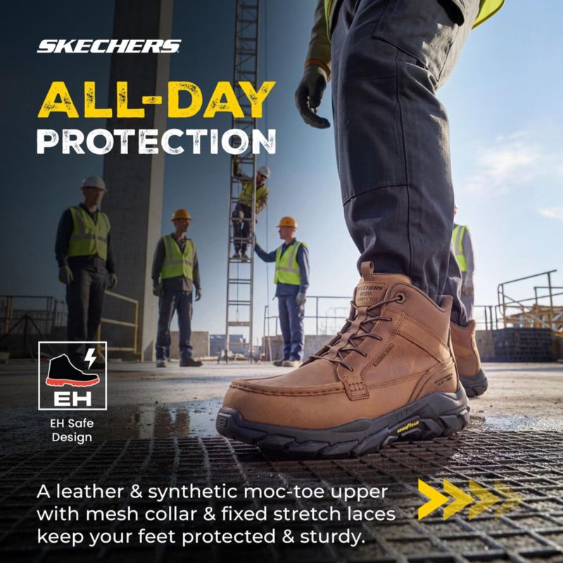 Bota Skechers Santoro de Cuero con Seguridad y Puntera Moc Slip‑In