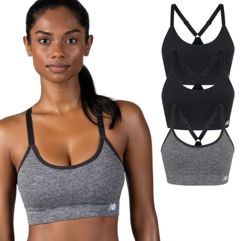 Sujetador Deportivo New Balance XL Pack de 3 Sin Costuras Impacto Medio