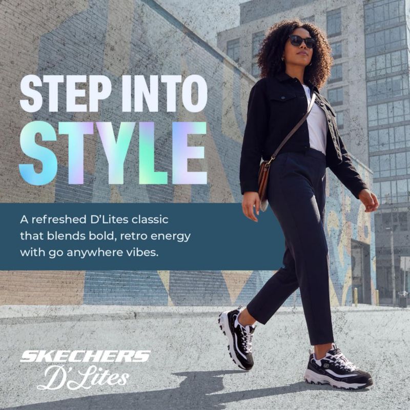 Zapatillas Skechers D'lites – Me Time negro/blanco talla 7.5 ancha