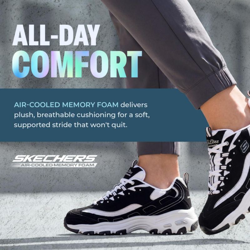 Zapatillas Skechers D'lites – Me Time negro/blanco talla 7.5 ancha