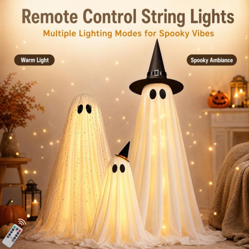 Fantasmas Iluminados VersaCharm Pack de 3 con Temporizador y Control Remoto