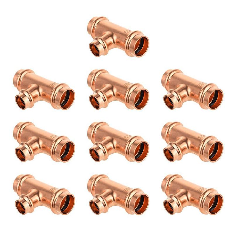 Conexión en T de cobre EFIELD 3/4" x 3/4" x 1/2" - 10 piezas
