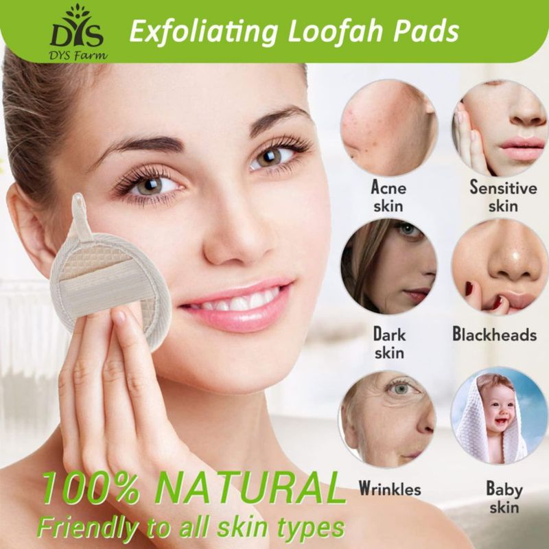 Almohadillas exfoliantes de lufa 6 unidades 8 cm natural