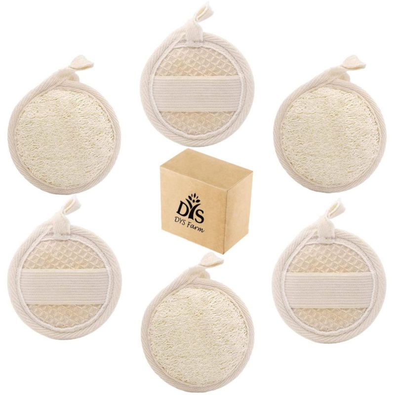 Almohadillas exfoliantes de lufa 6 unidades 8 cm natural