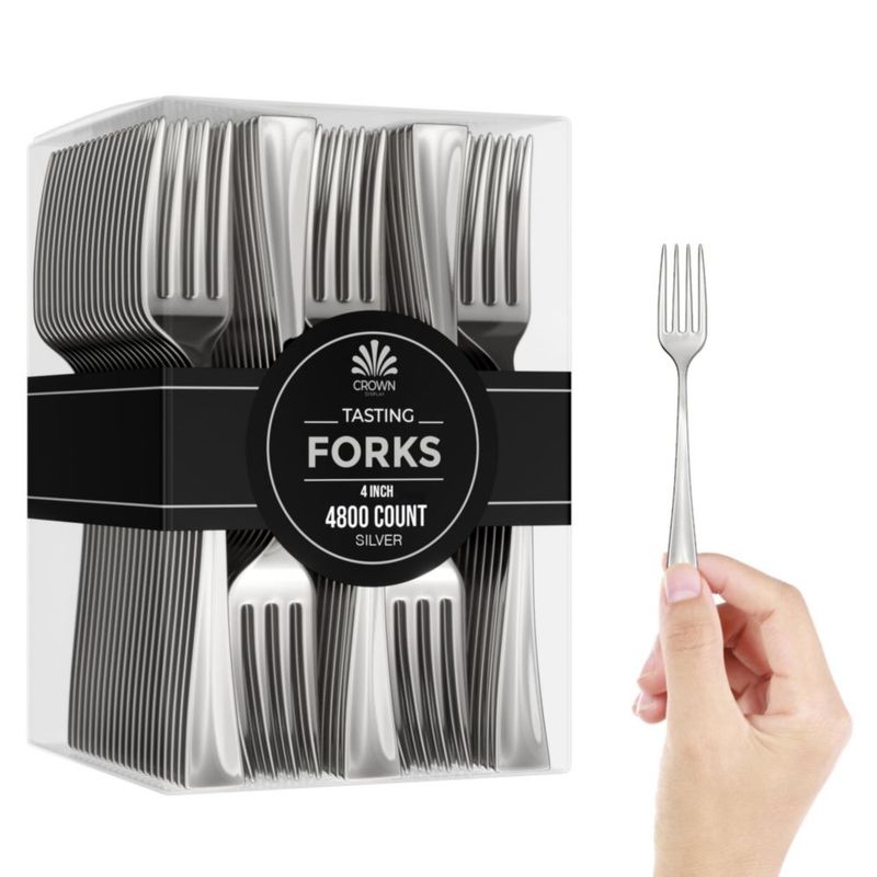 Tenedor Desechable Plateado Exquisite de 10 cm – Pack de 4800 unidades
