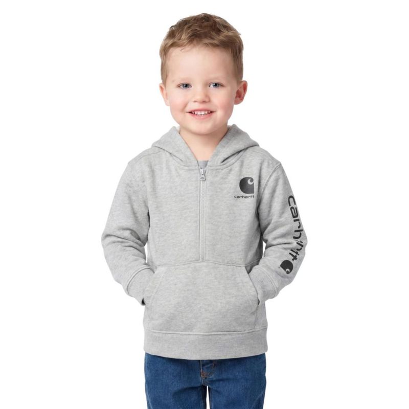 Sudadera Carhartt para bebé niño 9 meses gris jaspeado con media cremallera
