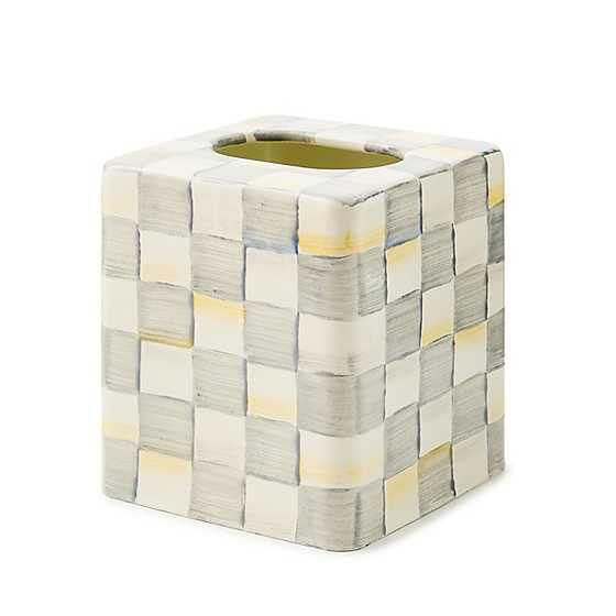 Cubierta para caja de pañuelos MACKENZIE-CHILDS gris y blanco a cuadros