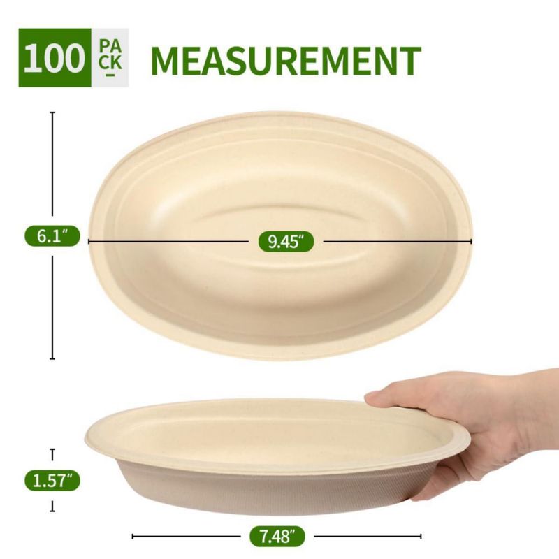 Tazones de papel AICHEF 820 ml paquete de 100 ovalados estilo chipotle