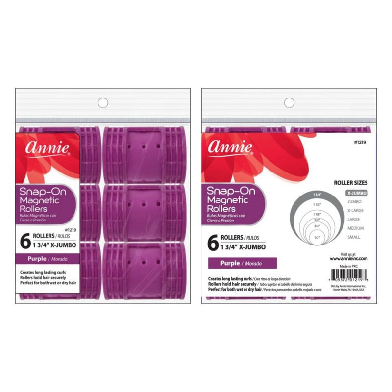 Rulos magnéticos Annie 44 cm púrpura - juego de 6