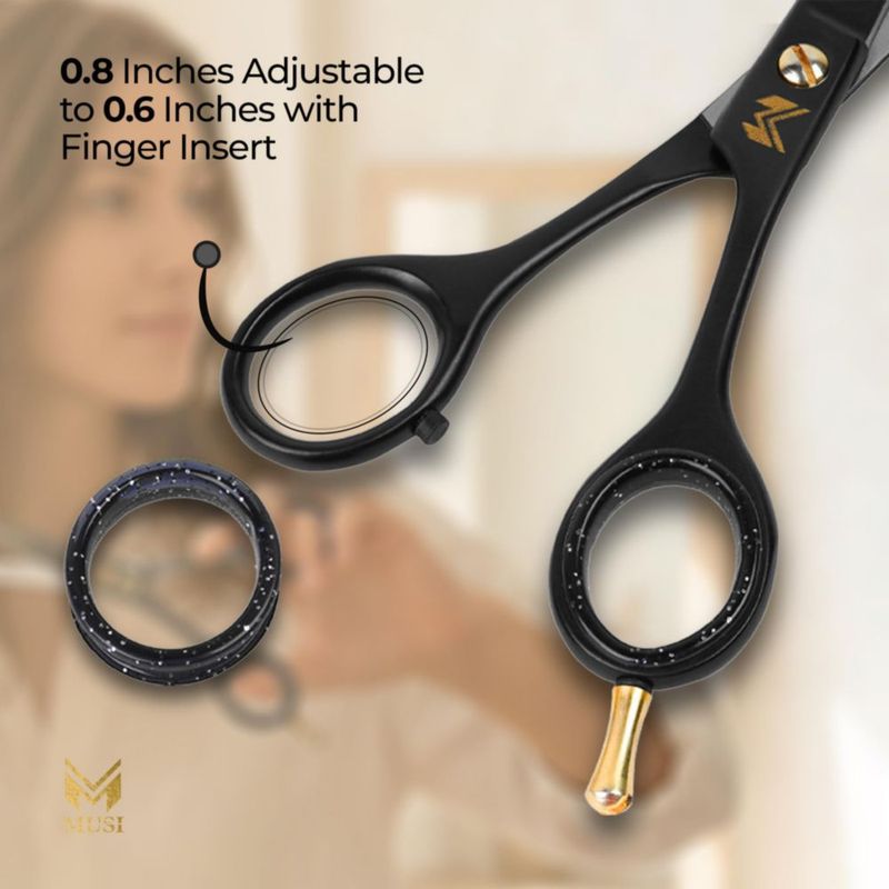 Tijeras de peluquería MUSI 16 cm negro mate profesional