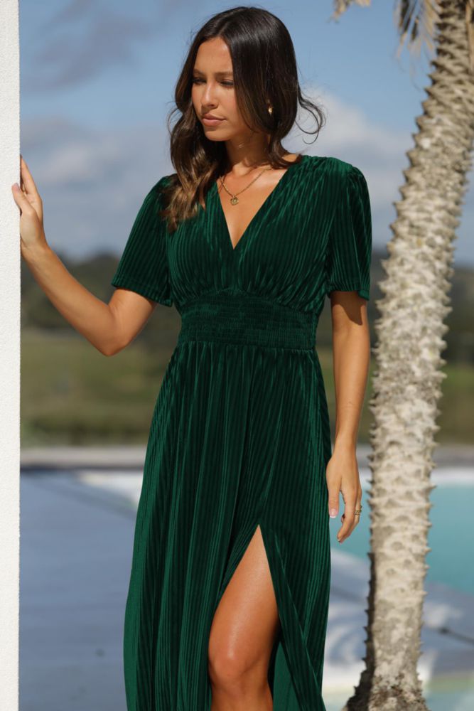 Vestido Maxigerui de Terciopelo XL Verde Oscuro