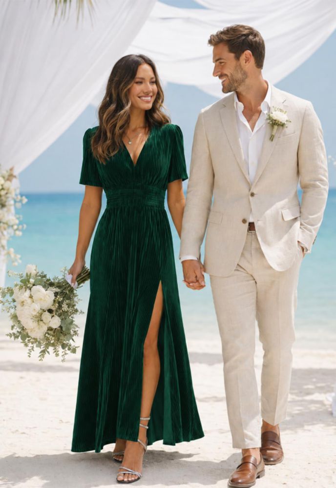 Vestido Maxigerui de Terciopelo XL Verde Oscuro