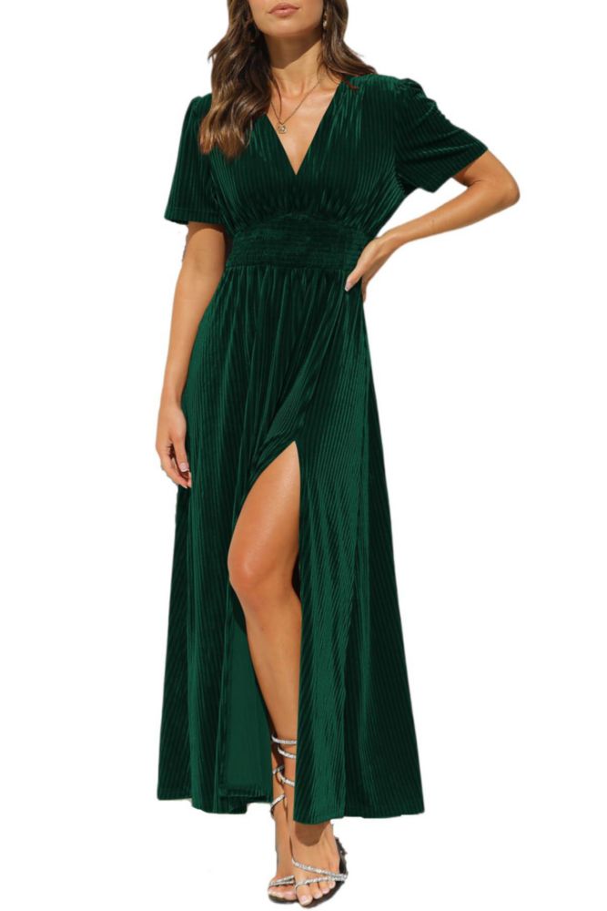 Vestido Maxigerui de Terciopelo XL Verde Oscuro