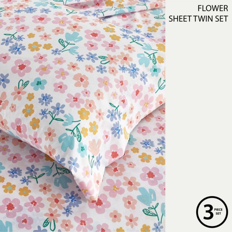 Juego de sábanas Heritage Kids Twin con estampado floral pequeño multicolor