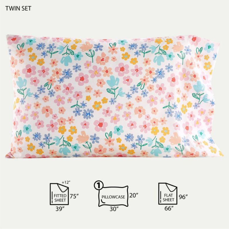 Juego de sábanas Heritage Kids Twin con estampado floral pequeño multicolor