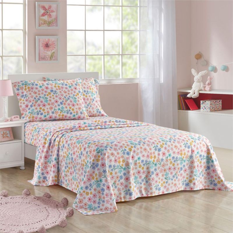 Juego de sábanas Heritage Kids Twin con estampado floral pequeño multicolor