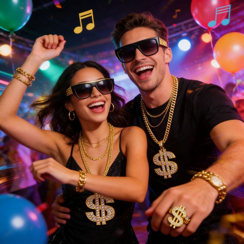 Conjunto de joyería ZhengYuFa estilo Hip Hop años 80/90 accesorios de disfraz