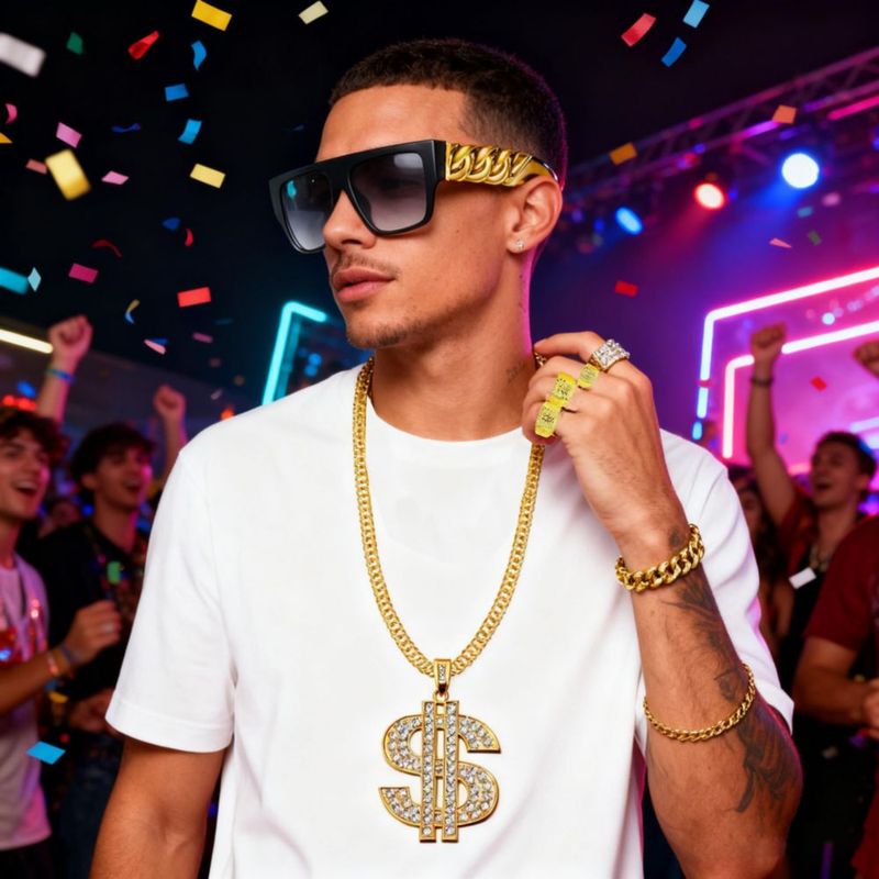 Conjunto de joyería ZhengYuFa estilo Hip Hop años 80/90 accesorios de disfraz