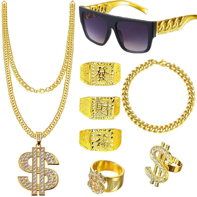 Conjunto de joyería ZhengYuFa estilo Hip Hop años 80/90 accesorios de disfraz