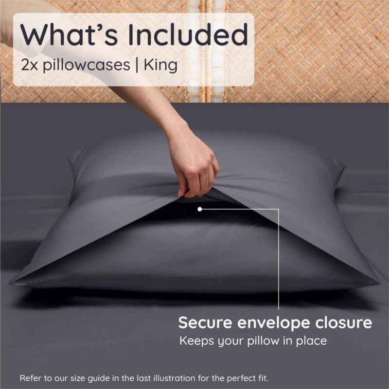 Funda de almohada Bambaw King paquete de 2 viscosa de bambú con carbón