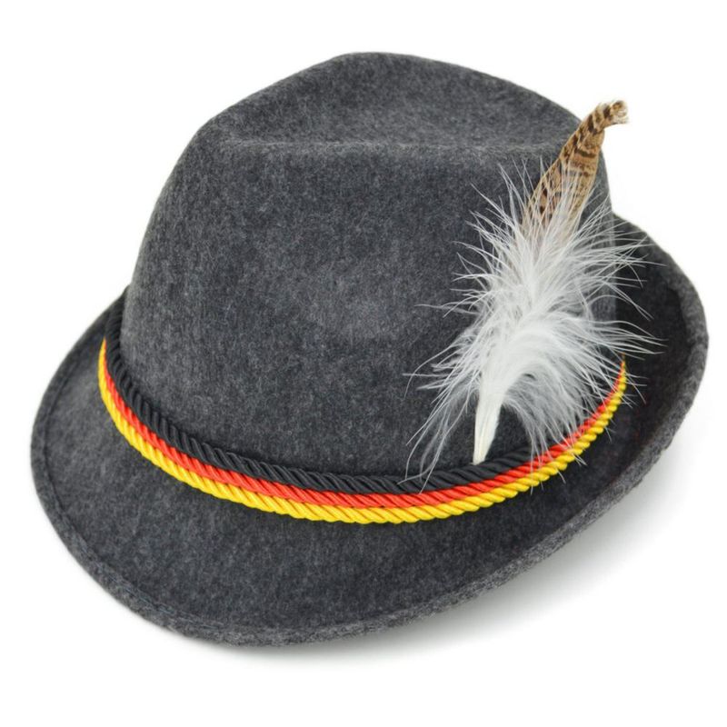 Sombrero Melesh de fieltro bávaro estilo Oktoberfest – 61 cm
