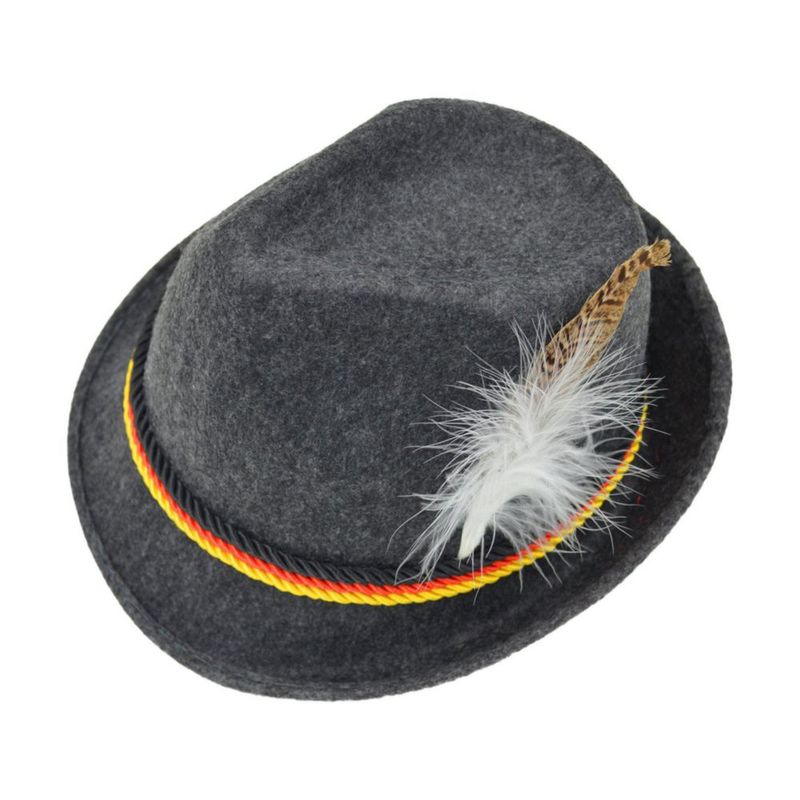 Sombrero Melesh de fieltro bávaro estilo Oktoberfest – 61 cm