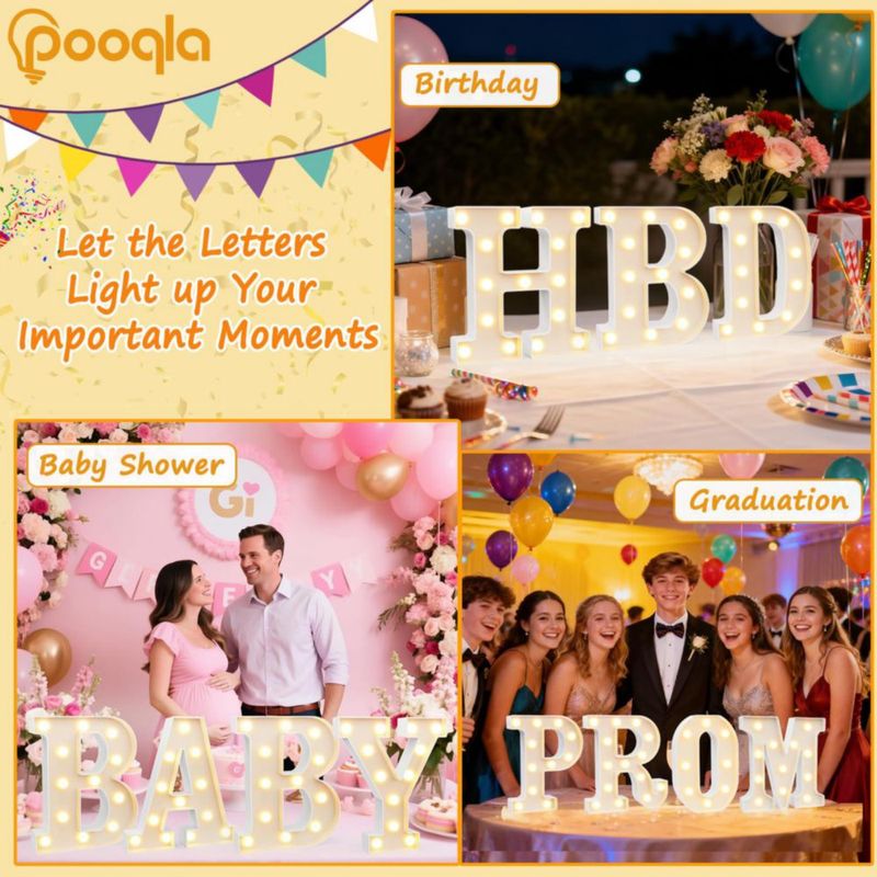 Letrero LED de letra estilo marquee Pooqla 22 cm