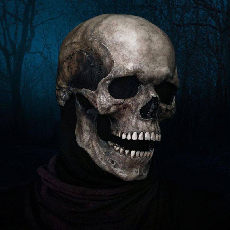 Máscara de Calavera Negra Kocuos con Mandíbula Móvil – Cubre Toda la Cabeza