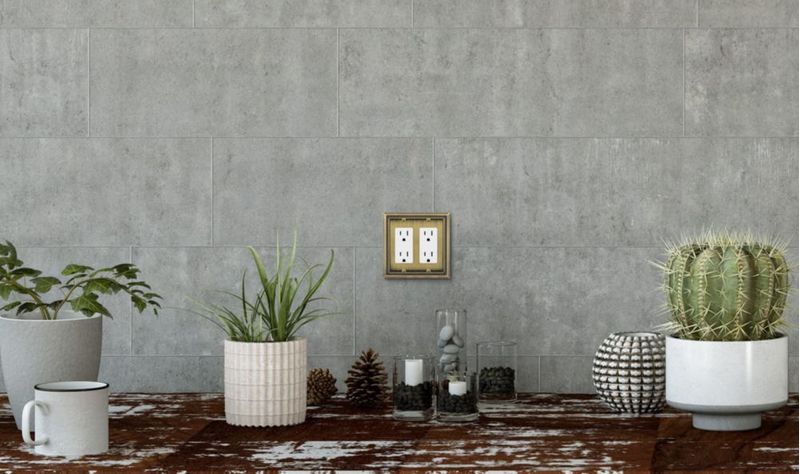 Placa de pared Henne Bery Sunken Pearls doble decorador latón antiguo