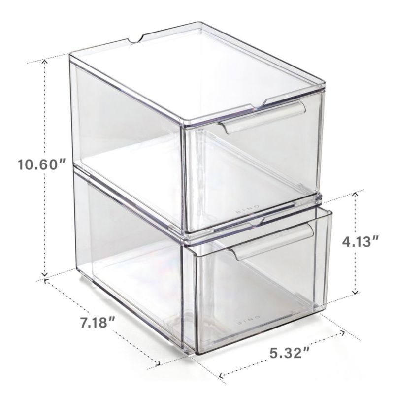 Cajones de Almacenamiento BINO Medianos (Pack de 2) Acrílico Transparente