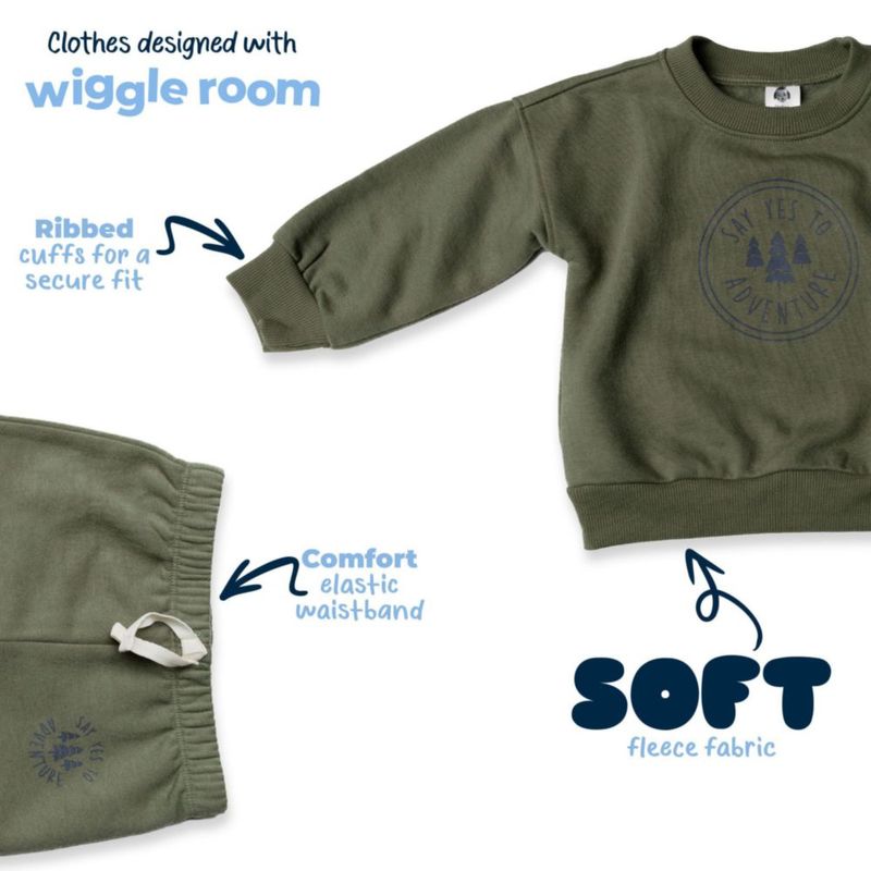 Conjunto Gerber 2T sudadera de felpa verde oliva y jogger
