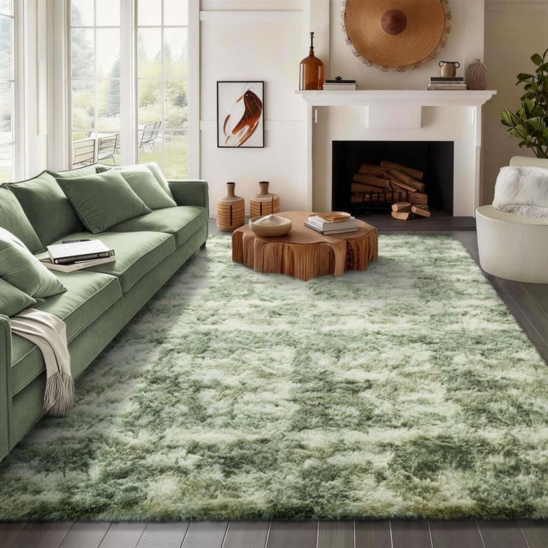 Alfombra de Área Ophanie 244 cm x 152 cm Verde y Blanco