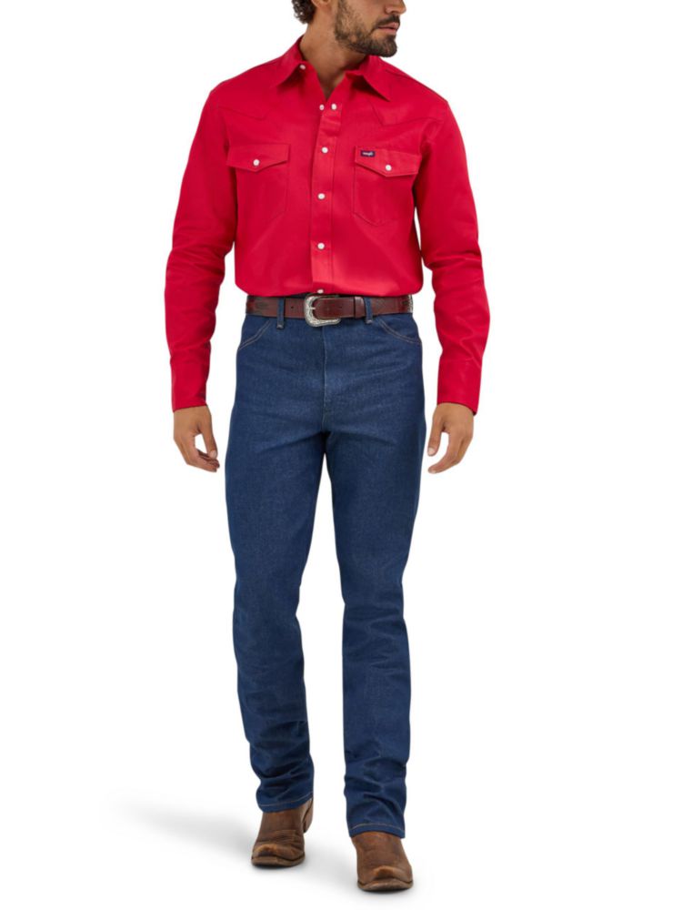 Camisa Wrangler de Corte Vaquero de Manga Larga Roja - Talla Mediana